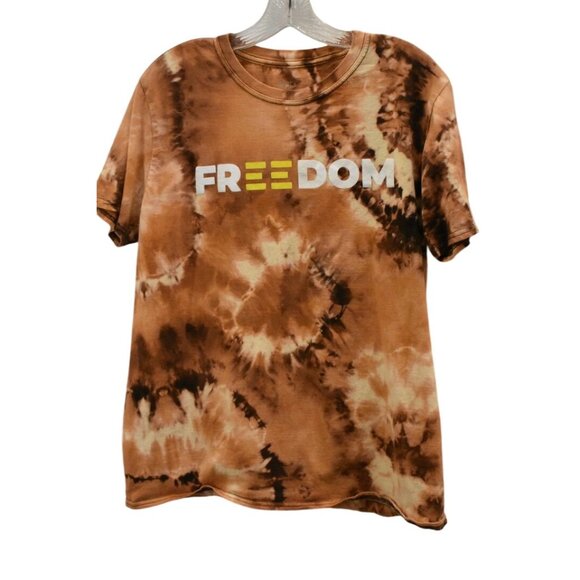 Men's Black Lives Matter Freedom 2020 Custom Bleach Dye T-Shirt Size L - Picture 1 of 4